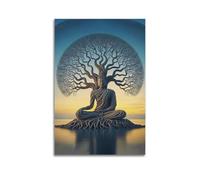 XYSXYCP Wall Art Picture Print Creative Buddhist Poster Buddha Under The Tree Modern Family for Living Room Decor 20x30inch(50x75cm)