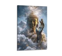 XYSXYCP Wall Art Picture Print Golden Buddha Statue in The Sky Buddhist Religious Poster Modern Family for Living Room Decor 16x24inch(40x60cm)