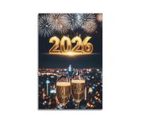 XYSXYCP Wall Art Picture Print Holiday Poster Golden 2026 And Champagne Flutes Modern Family for Living Room Decor 12x18inch(30x45cm)