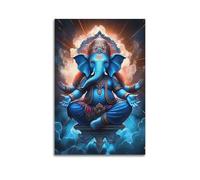 XYSXYCP Wall Art Picture Print Indian Blue Elephant Head God of Wisdom Buddhist Religious Poster Modern Family for Living Room Decor 16x24inch(40x60cm)