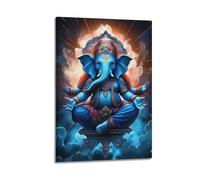 XYSXYCP Wall Art Picture Print Indian Blue Elephant Head God of Wisdom Buddhist Religious Poster Modern Family for Living Room Decor 24x36inch(60x90cm)