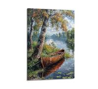 XYSXYCP Wall Art Picture Print Landscape Oil Painting Poster with Green Trees on The Calm Lake Modern Family for Living Room Decor 08x12inch(20x30cm)