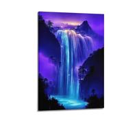 XYSXYCP Wall Art Picture Print Landscape Poster A Dreamy Purple Waterfall Shakes The Trees at The Top Modern Family for Living Room Decor 24x36inch(60x90cm)