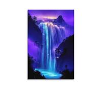 XYSXYCP Wall Art Picture Print Landscape Poster A Dreamy Purple Waterfall Shakes The Trees at The Top Modern Family for Living Room Decor 24x36inch(60x90cm)