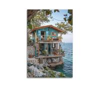 XYSXYCP Wall Art Picture Print Landscape Poster The Beach Cottage Is Quiet Modern Family for Living Room Decor 12x18inch(30x45cm)
