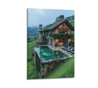 XYSXYCP Wall Art Picture Print Landscape Poster The Hot Spring Cabin at The Foot of The Mountain Is Relaxing And Secluded Modern Family for Living Room Decor 16x24inch(40x60cm)