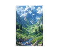 XYSXYCP Wall Art Picture Print Landscape Poster The Path in The Mountains Is Quiet, The River Flowers And Trees Modern Family for Living Room Decor 12x18inch(30x45cm)