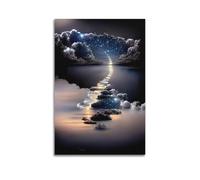 XYSXYCP Wall Art Picture Print Landscape Poster The Stream on The Horizon Is Filled with Dark Clouds And The Sky Ladder Modern Family for Living Room Decor 08x12inch(20x30cm)