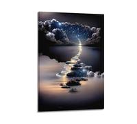 XYSXYCP Wall Art Picture Print Landscape Poster The Stream on The Horizon Is Filled with Dark Clouds And The Sky Ladder Modern Family for Living Room Decor 20x30inch(50x75cm)
