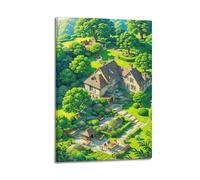 XYSXYCP Wall Art Picture Print Landscape Poster The Village in The Forest The Jungle Hut Is Quiet Modern Family for Living Room Decor 16x24inch(40x60cm)