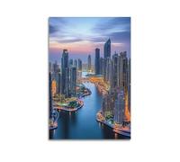 XYSXYCP Wall Art Picture Print Travel Poster Dubai Cityscape River Skyscraper Modern Family for Living Room Decor 16x24inch(40x60cm)