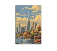 XYSXYCP Wall Art Picture Print Travel Poster Dubai Skyscraper Mosque Modern Family for Living Room Decor 20x30inch(50x75cm)