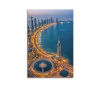 XYSXYCP Wall Art Picture Print Travel Poster Prosperous Dubai City Night View Modern Family for Living Room Decor 08x12inch(20x30cm)