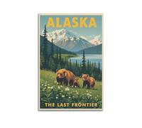 XYSXYCP Wall Art Picture Print Travel Poster Retro Alaska Bear Modern Family for Living Room Decor 12x18inch(30x45cm)