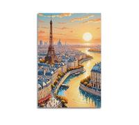 XYSXYCP Wall Art Picture Print Travel Poster Romantic Paris Sunset Riverbank Modern Family for Living Room Decor 24x36inch(60x90cm)