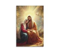 XYSXYCP Wall Art Picture Print Vintage Religious Poster Happy Madonna And Jesus Modern Family for Living Room Decor 08x12inch(20x30cm)