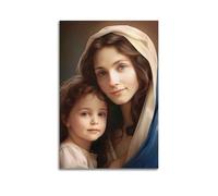 XYSXYCP Wall Art Picture Print Vintage Religious Poster with Cute Virgin Mary And Little Jesus Modern Family for Living Room Decor 16x24inch(40x60cm)