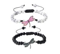 XYTDM 2PCS For Memorial-They Fly with Us Every Day Dragonfly Bracelet,Adjustable Hand Woven String Bracelets,Inspirational Dragonfly Bracelets,Bereavement Condolence Memorial Inspirational Gift (S)