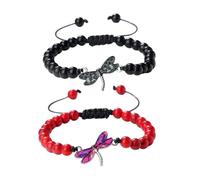 XYTDM 2PCS For Memorial-They Fly with Us Every Day Dragonfly Bracelet,Adjustable Hand Woven String Bracelets,Inspirational Dragonfly Bracelets,Bereavement Condolence Memorial Inspirational Gift (X)