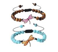 XYTDM 2PCS For Memorial-They Fly with Us Every Day Dragonfly Bracelet,Adjustable Hand Woven String Bracelets,Inspirational Dragonfly Bracelets,Bereavement Condolence Memorial Inspirational Gift (CC)