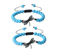 XYTDM 2PCS For Memorial-They Fly with Us Every Day Dragonfly Bracelet,Adjustable Hand Woven String Bracelets,Inspirational Dragonfly Bracelets,Bereavement Condolence Memorial Inspirational Gift (D)