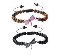 XYTDM 2PCS For Memorial-They Fly with Us Every Day Dragonfly Bracelet,Adjustable Hand Woven String Bracelets,Inspirational Dragonfly Bracelets,Bereavement Condolence Memorial Inspirational Gift (BB)