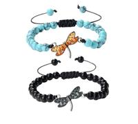 XYTDM 2PCS For Memorial-They Fly with Us Every Day Dragonfly Bracelet,Adjustable Hand Woven String Bracelets,Inspirational Dragonfly Bracelets,Bereavement Condolence Memorial Inspirational Gift (HH)