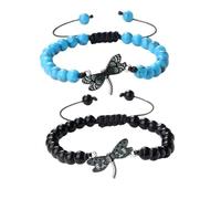 XYTDM 2PCS For Memorial-They Fly with Us Every Day Dragonfly Bracelet,Adjustable Hand Woven String Bracelets,Inspirational Dragonfly Bracelets,Bereavement Condolence Memorial Inspirational Gift (EE)
