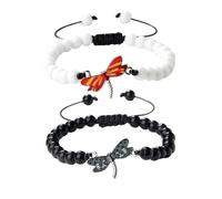 XYTDM 2PCS For Memorial-They Fly with Us Every Day Dragonfly Bracelet,Adjustable Hand Woven String Bracelets,Inspirational Dragonfly Bracelets,Bereavement Condolence Memorial Inspirational Gift (II)
