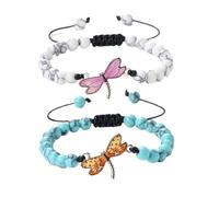 XYTDM 2PCS For Memorial-They Fly with Us Every Day Dragonfly Bracelet,Adjustable Hand Woven String Bracelets,Inspirational Dragonfly Bracelets,Bereavement Condolence Memorial Inspirational Gift (T)