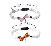 XYTDM 2PCS For Memorial-They Fly with Us Every Day Dragonfly Bracelet,Adjustable Hand Woven String Bracelets,Inspirational Dragonfly Bracelets,Bereavement Condolence Memorial Inspirational Gift (U)