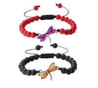 XYTDM 2PCS For Memorial-They Fly with Us Every Day Dragonfly Bracelet,Adjustable Hand Woven String Bracelets,Inspirational Dragonfly Bracelets,Bereavement Condolence Memorial Inspirational Gift (J)