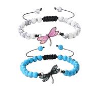 XYTDM 2PCS For Memorial-They Fly with Us Every Day Dragonfly Bracelet,Adjustable Hand Woven String Bracelets,Inspirational Dragonfly Bracelets,Bereavement Condolence Memorial Inspirational Gift (R)