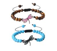 XYTDM 2PCS For Memorial-They Fly with Us Every Day Dragonfly Bracelet,Adjustable Hand Woven String Bracelets,Inspirational Dragonfly Bracelets,Bereavement Condolence Memorial Inspirational Gift (AA)