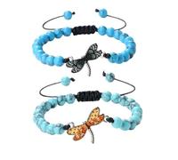XYTDM 2PCS For Memorial-They Fly with Us Every Day Dragonfly Bracelet,Adjustable Hand Woven String Bracelets,Inspirational Dragonfly Bracelets,Bereavement Condolence Memorial Inspirational Gift (FF)