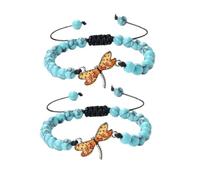 XYTDM 2PCS For Memorial-They Fly with Us Every Day Dragonfly Bracelet,Adjustable Hand Woven String Bracelets,Inspirational Dragonfly Bracelets,Bereavement Condolence Memorial Inspirational Gift (B)