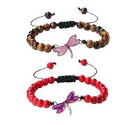 XYTDM 2PCS For Memorial-They Fly with Us Every Day Dragonfly Bracelet,Adjustable Hand Woven String Bracelets,Inspirational Dragonfly Bracelets,Bereavement Condolence Memorial Inspirational Gift (V)