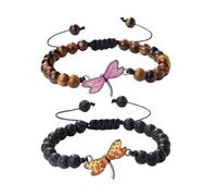 XYTDM 2PCS For Memorial-They Fly with Us Every Day Dragonfly Bracelet,Adjustable Hand Woven String Bracelets,Inspirational Dragonfly Bracelets,Bereavement Condolence Memorial Inspirational Gift (K)