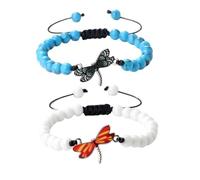 XYTDM 2PCS For Memorial-They Fly with Us Every Day Dragonfly Bracelet,Adjustable Hand Woven String Bracelets,Inspirational Dragonfly Bracelets,Bereavement Condolence Memorial Inspirational Gift (GG)