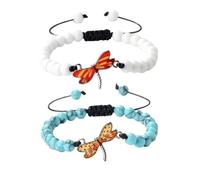 XYTDM 2PCS For Memorial-They Fly with Us Every Day Dragonfly Bracelet,Adjustable Hand Woven String Bracelets,Inspirational Dragonfly Bracelets,Bereavement Condolence Memorial Inspirational Gift (JJ)