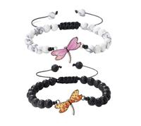 XYTDM 2PCS For Memorial-They Fly with Us Every Day Dragonfly Bracelet,Adjustable Hand Woven String Bracelets,Inspirational Dragonfly Bracelets,Bereavement Condolence Memorial Inspirational Gift (I)