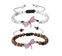 XYTDM 2PCS For Memorial-They Fly with Us Every Day Dragonfly Bracelet,Adjustable Hand Woven String Bracelets,Inspirational Dragonfly Bracelets,Bereavement Condolence Memorial Inspirational Gift (Q)
