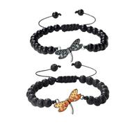 XYTDM 2PCS For Memorial-They Fly with Us Every Day Dragonfly Bracelet,Adjustable Hand Woven String Bracelets,Inspirational Dragonfly Bracelets,Bereavement Condolence Memorial Inspirational Gift (M)