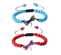 XYTDM 2PCS For Memorial-They Fly with Us Every Day Dragonfly Bracelet,Adjustable Hand Woven String Bracelets,Inspirational Dragonfly Bracelets,Bereavement Condolence Memorial Inspirational Gift (W)