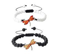 XYTDM 2PCS For Memorial-They Fly with Us Every Day Dragonfly Bracelet,Adjustable Hand Woven String Bracelets,Inspirational Dragonfly Bracelets,Bereavement Condolence Memorial Inspirational Gift (O)