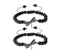 XYTDM 2PCS For Memorial-They Fly with Us Every Day Dragonfly Bracelet,Adjustable Hand Woven String Bracelets,Inspirational Dragonfly Bracelets,Bereavement Condolence Memorial Inspirational Gift (C)