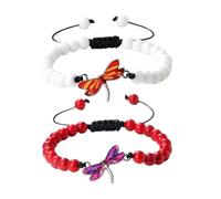 XYTDM 2PCS For Memorial-They Fly with Us Every Day Dragonfly Bracelet,Adjustable Hand Woven String Bracelets,Inspirational Dragonfly Bracelets,Bereavement Condolence Memorial Inspirational Gift (Z)