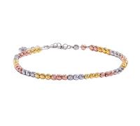 XYTDM 925 Sterling Silver Bracelet for Women | Cubic Zirconia Stone 7.1 Inch Bangle Dainty Chain Jewelry (Pearl II)