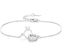 XYTDM 925 Sterling Silver Interlocking Circles Bracelet For Women, Double Circle Simple Circle Bracelet, Rings Linked Bracelets, Circles Interlocking Bracelet (Silver)