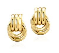 XYTDM Chunky Gold Knot Dangle Earrings - Statement Earrings for Women - Gold Plated, Hypoallergenic - Fashion Trendy Jewelry Gifts
